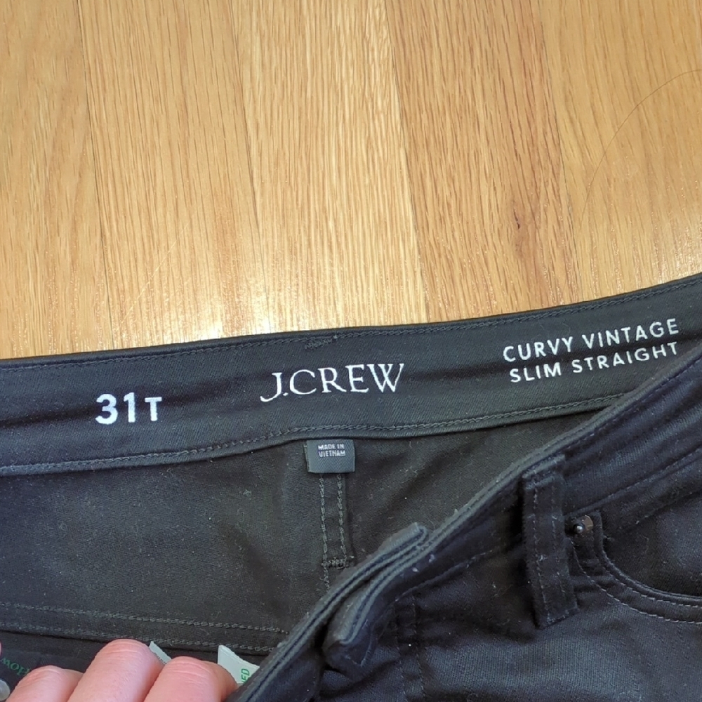 J. Crew Curvy Vintage Slim Straight Black Denim Jean Womens Sz 31 Tall - Picture 3 of 7